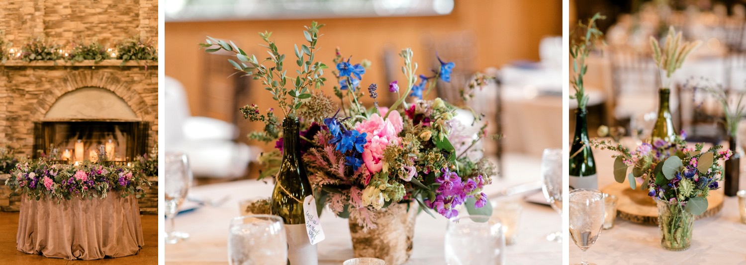 Beautiful chic stunning details including table settings and centerpieces for Kristen and Charlton's mountain wedding at Spruce Mountain Ranch in Larkspur, Colorado