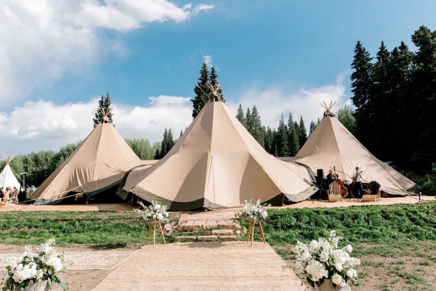 under the sky tent crested butte wedding