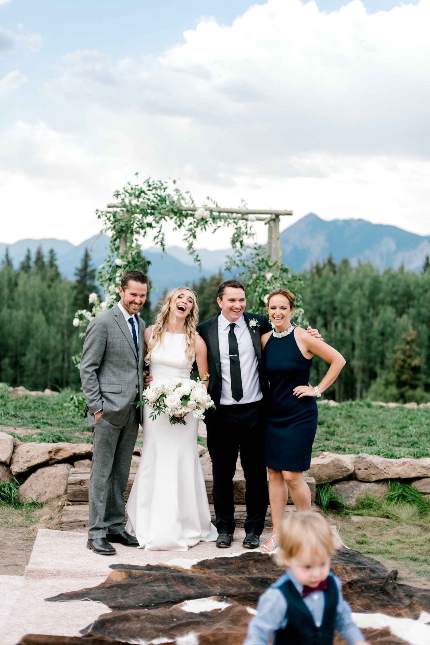 candid moments during family formals crested butte wedding