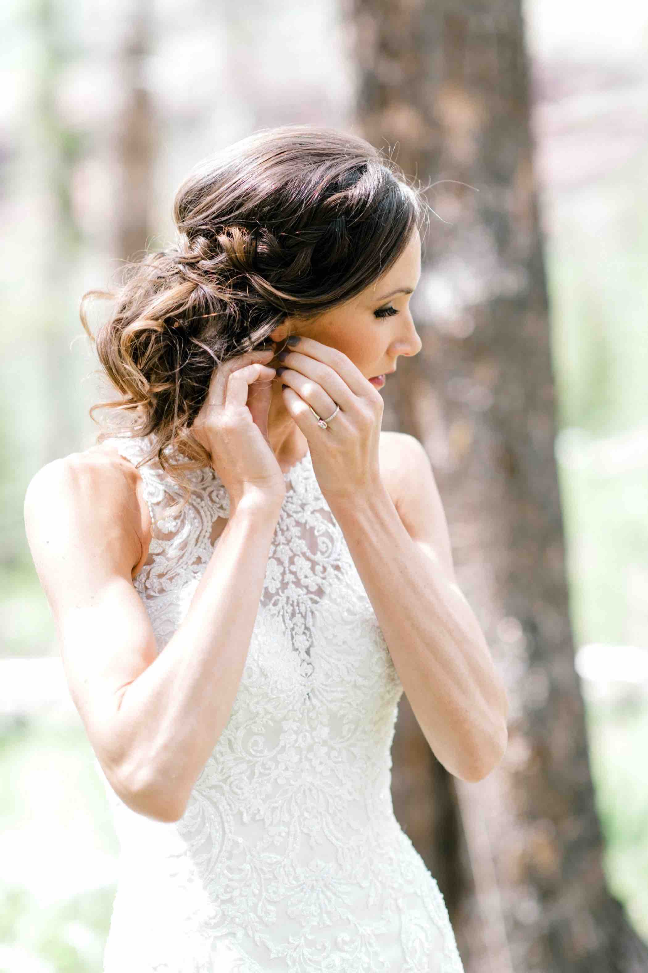 Sallie chose to get ready for her wedding at Piney River Ranch outdoors. Photo by Ali and Garrett, Romantic, Adventurous, Nostalgic Wedding Photographers.
