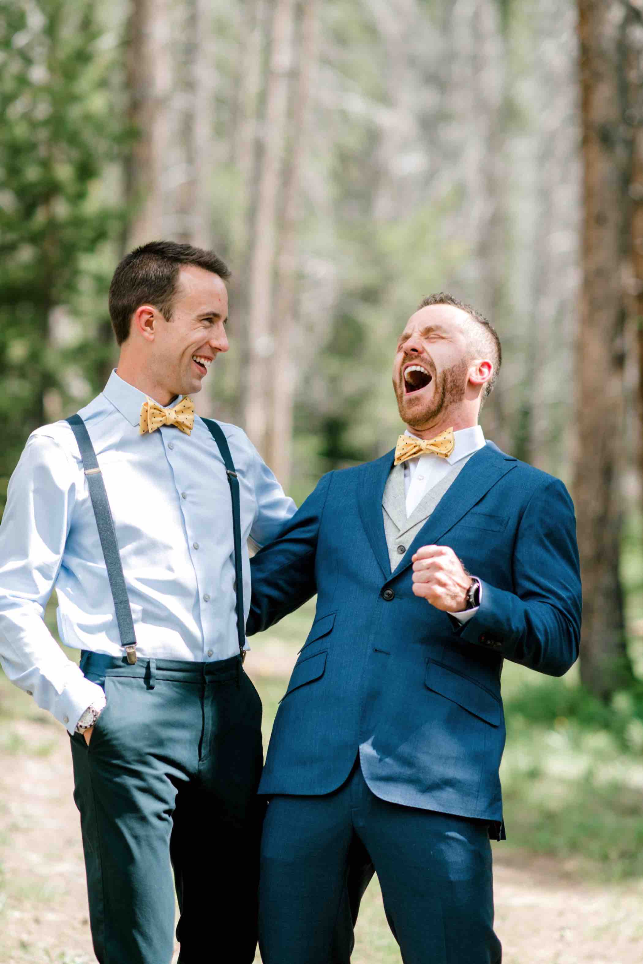 Groomsmen photos outside Piney River Ranch in Vail in the Colorado Rocky Mountains. Photo by Ali and Garrett, Romantic, Adventurous, Nostalgic Wedding Photographers.