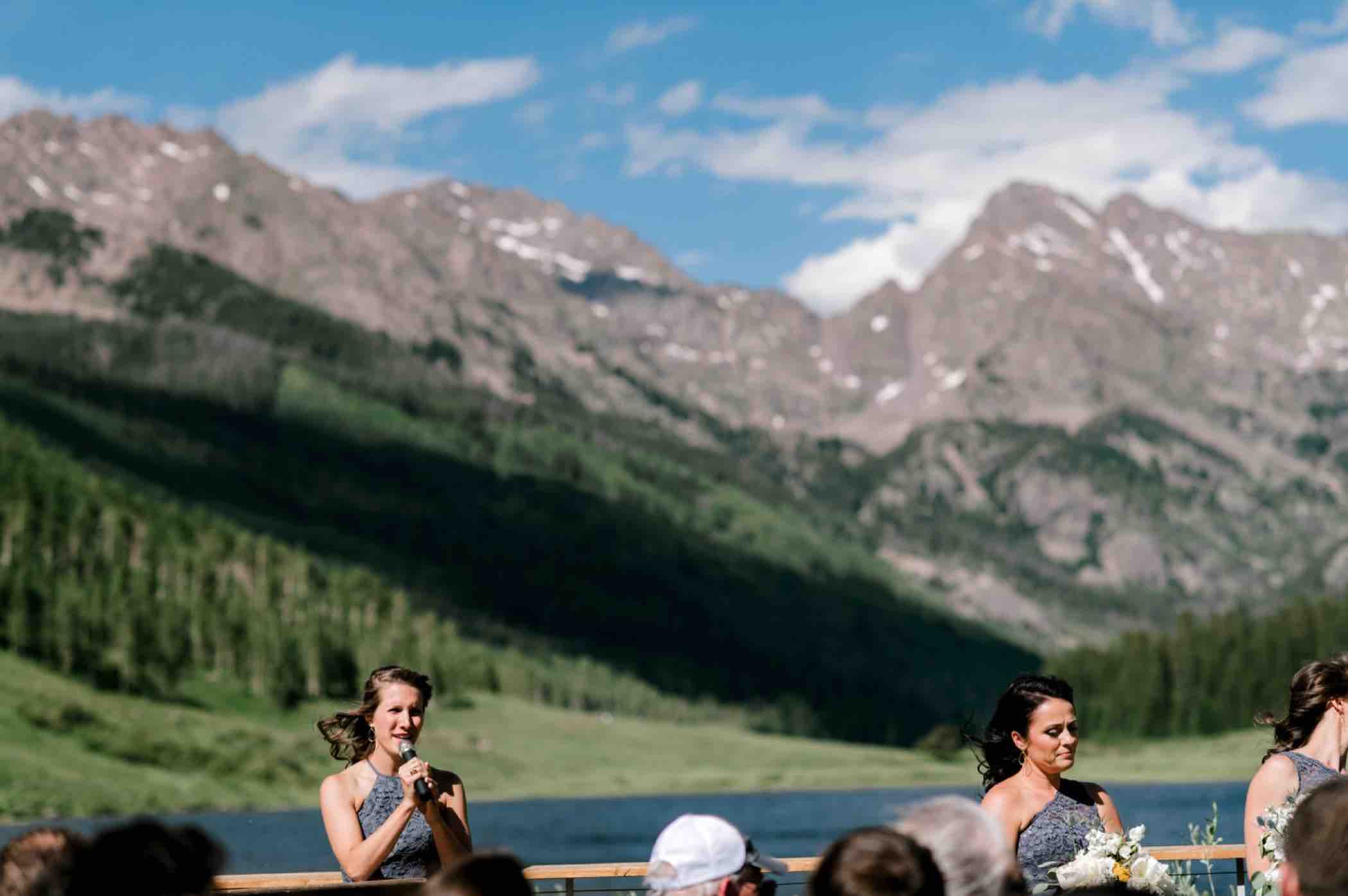 The Gore Range can be seen from the wedding site of Piney River Ranch in Vail, Colorado. Photo by Ali and Garrett, Romantic, Adventurous, Nostalgic Wedding Photographers.