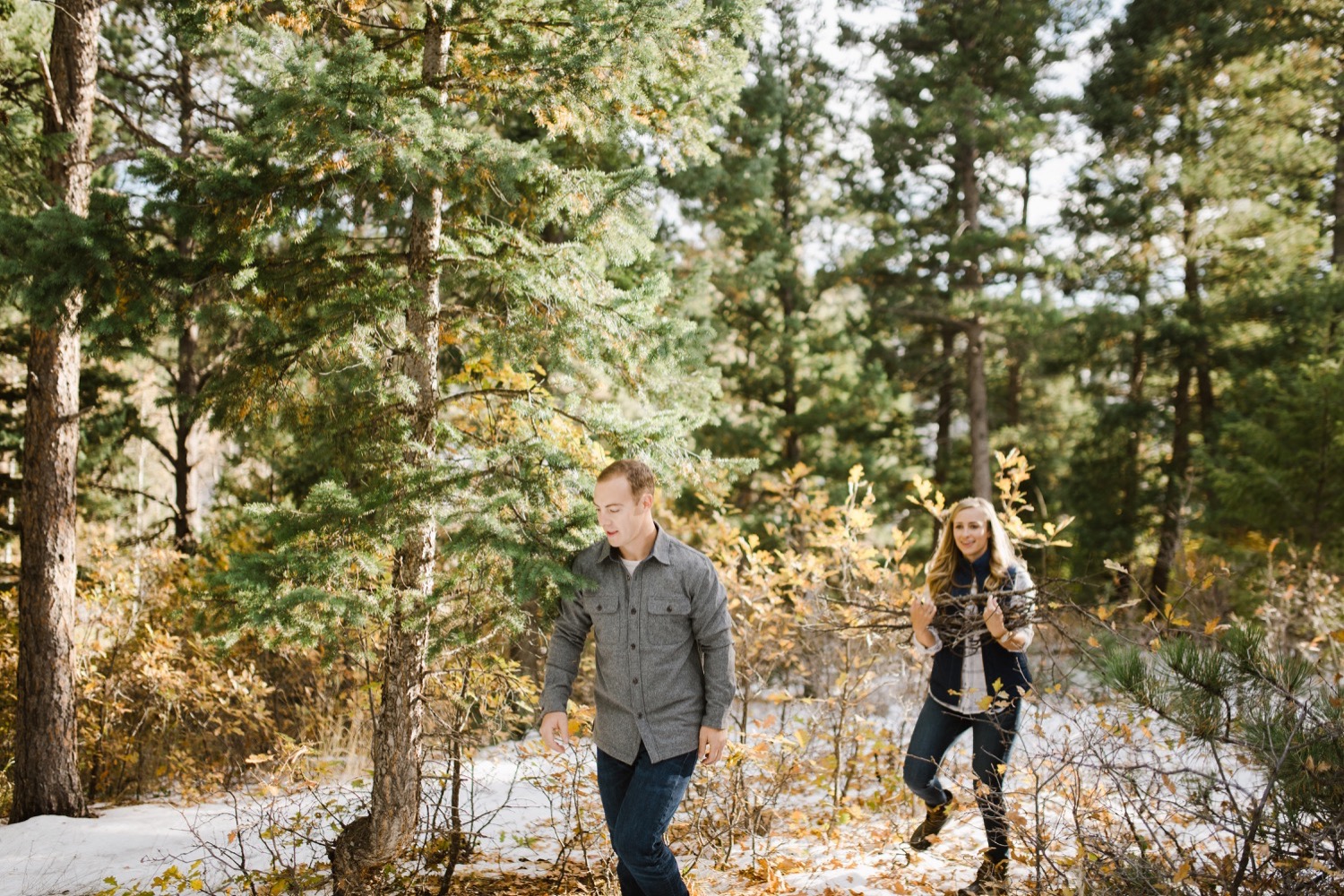 Kristen and Dan's Adventure Engagement Session told the story of them camping in the snow. Year round camping is an important part of their relationship and we wanted to honor that in the story. Photo by Ali and Garrett, Romantic, Adventurous, Nostalgic Wedding Photographers.